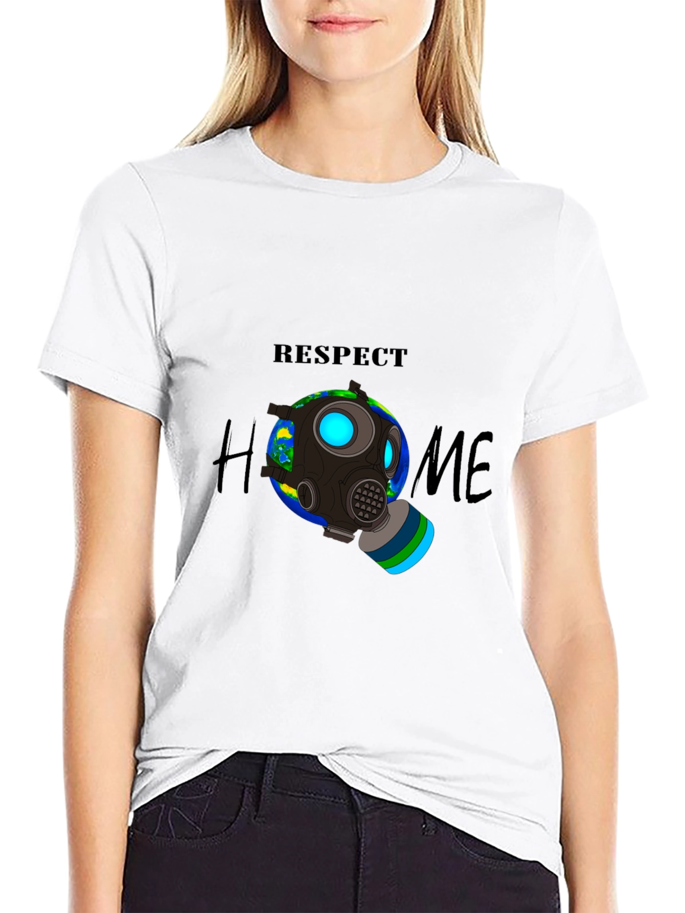Respect Home T-Shirt - Earth Gas Mask Graphic Tee