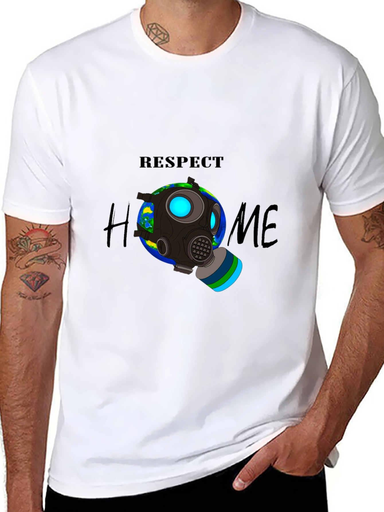 Respect Home T-Shirt - Earth Gas Mask Graphic Tee