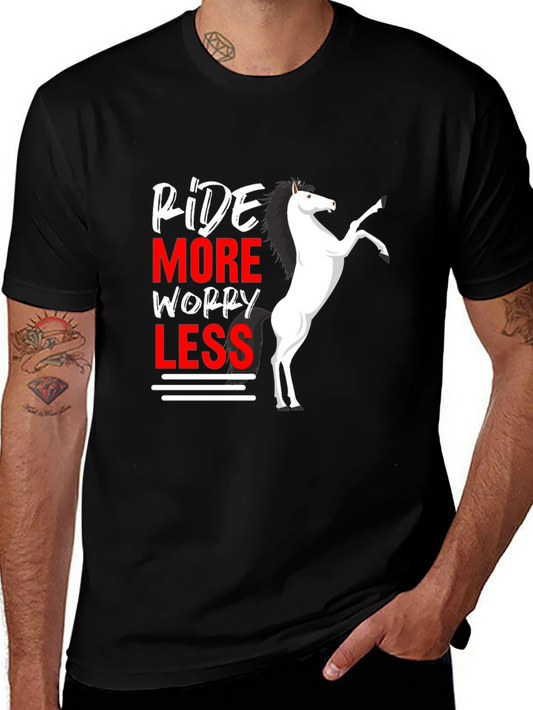 Ride More Worry Less Horse Graphic T-Shirt