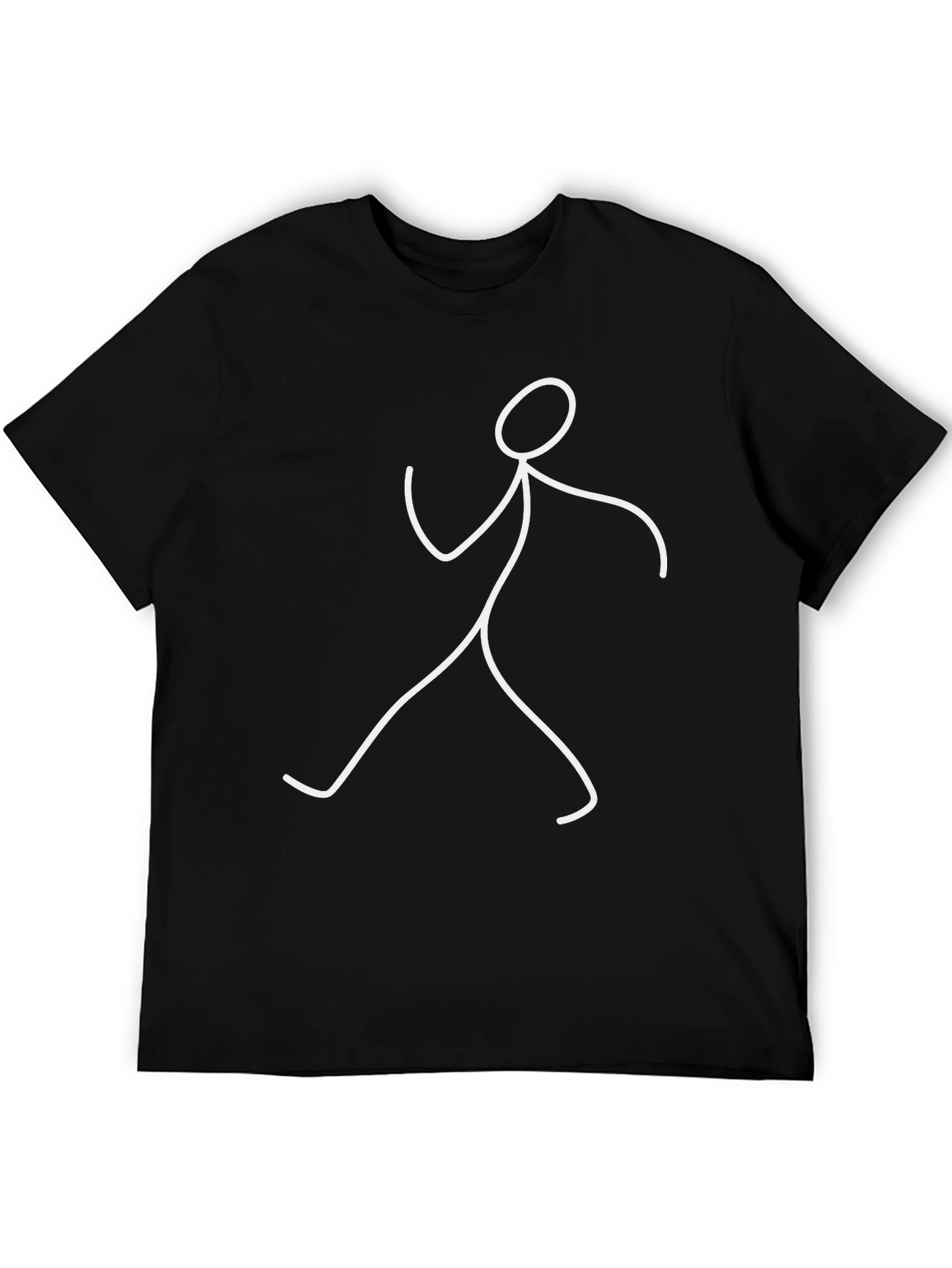 Funny Stick Figure Graphic Tee - Casual Black T-Shirt