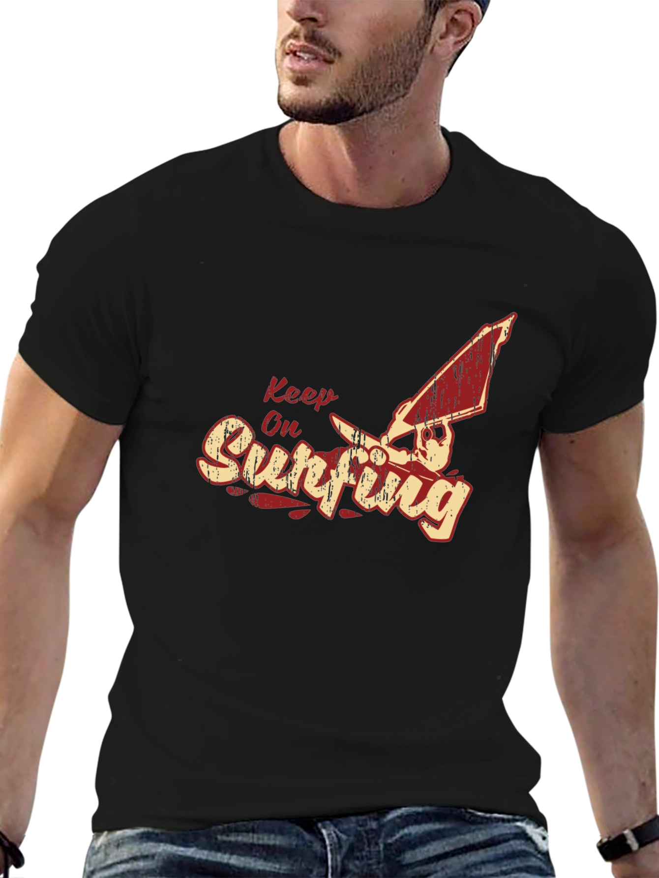 Keep On Surfing Black T-Shirt