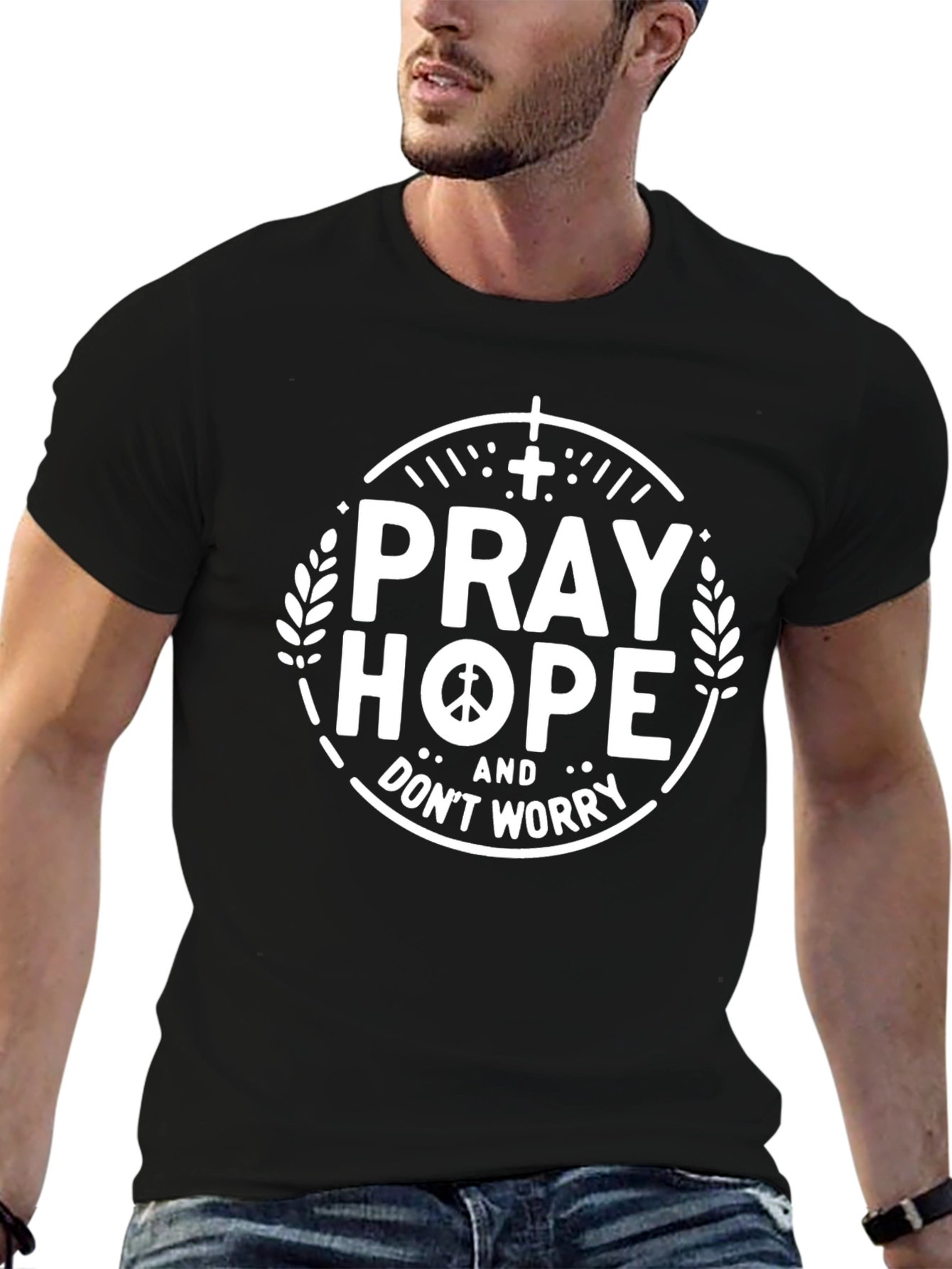 Pray Hope Dont Worry Graphic Tee - Black