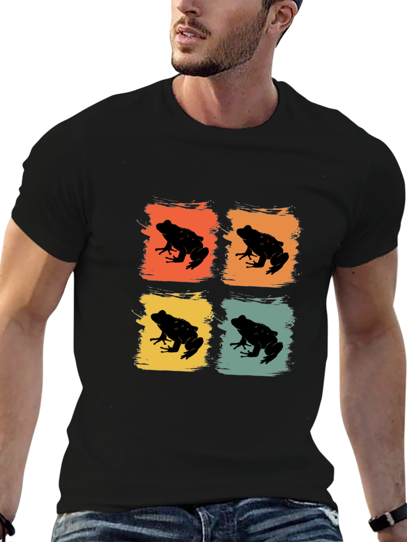 Retro Frog Pop Art T-Shirt - Black