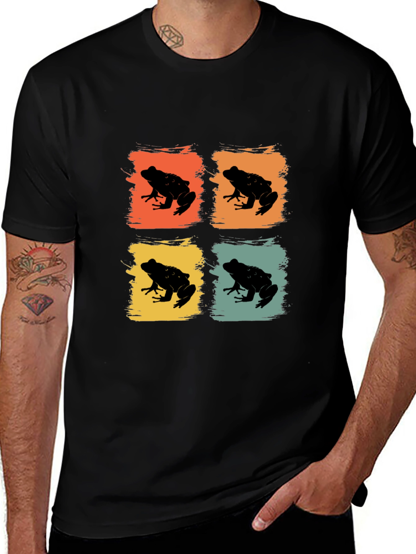 Retro Frog Pop Art T-Shirt - Black