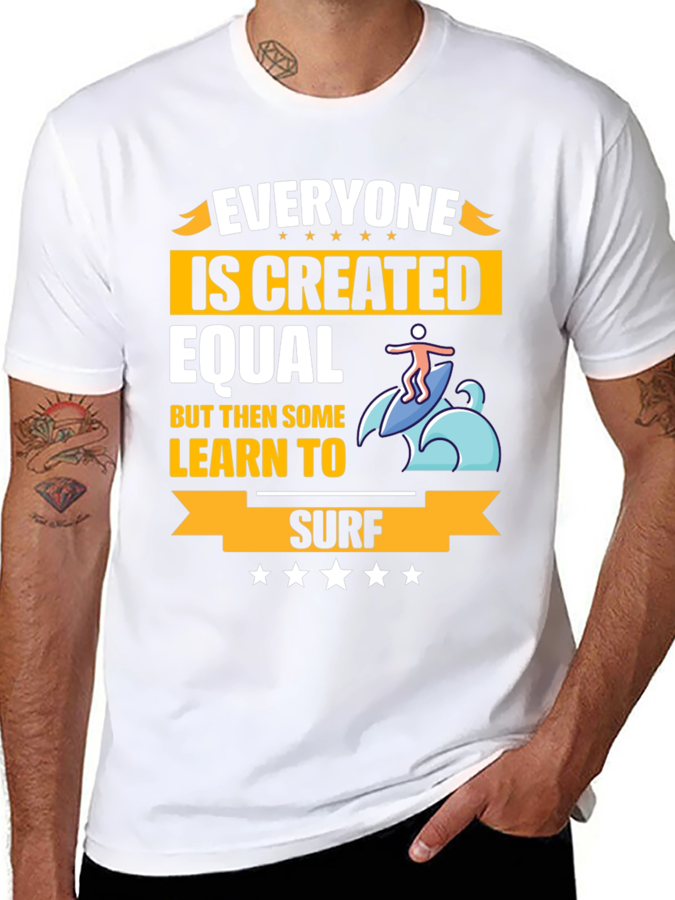 Everyone Is Created Equal Learn To Surf T-Shirt