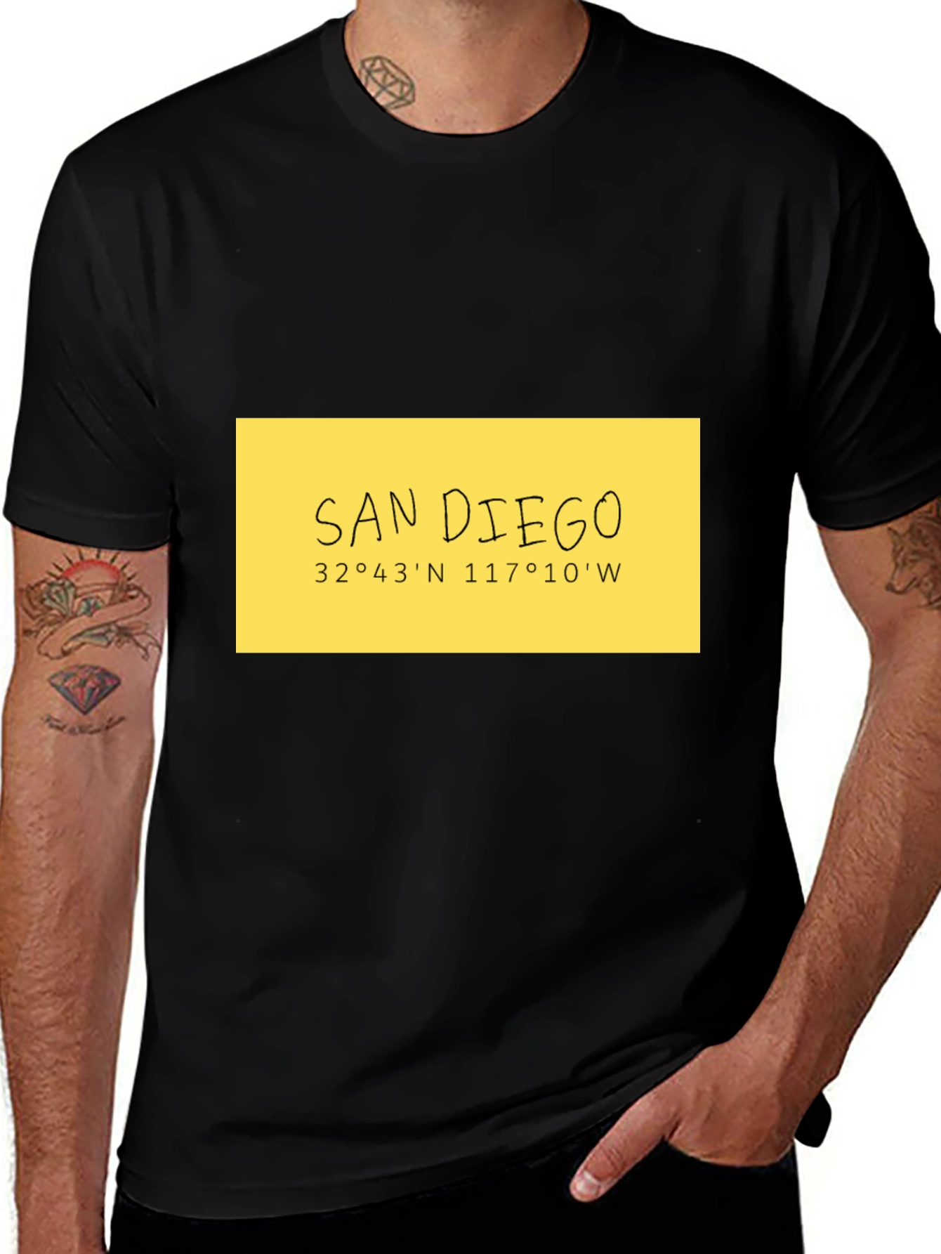 San Diego Coordinates Black T-Shirt