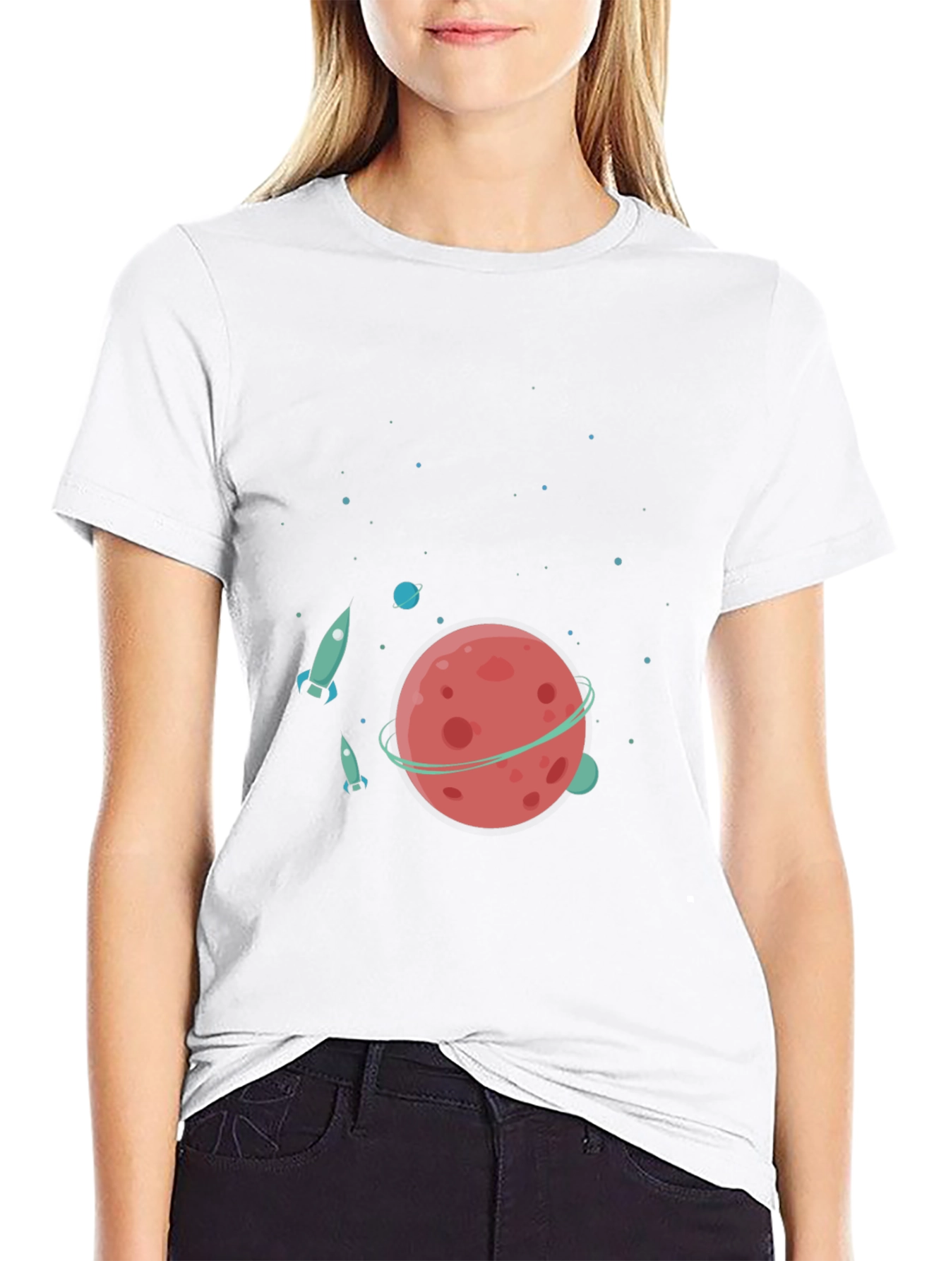 Space Adventure T-Shirt - Planet & Rocket Design