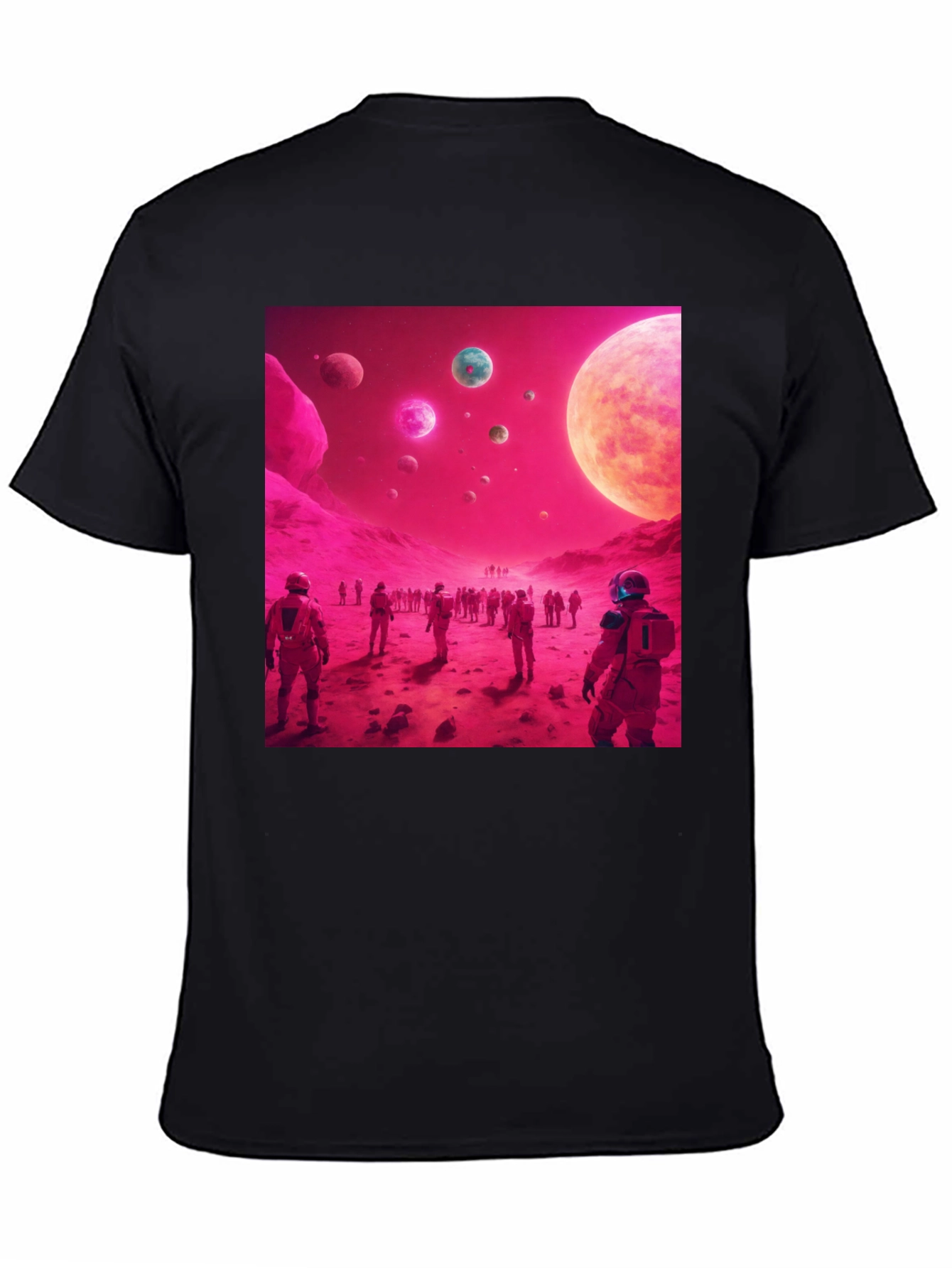 Astronauts on Alien Planet Black T-Shirt