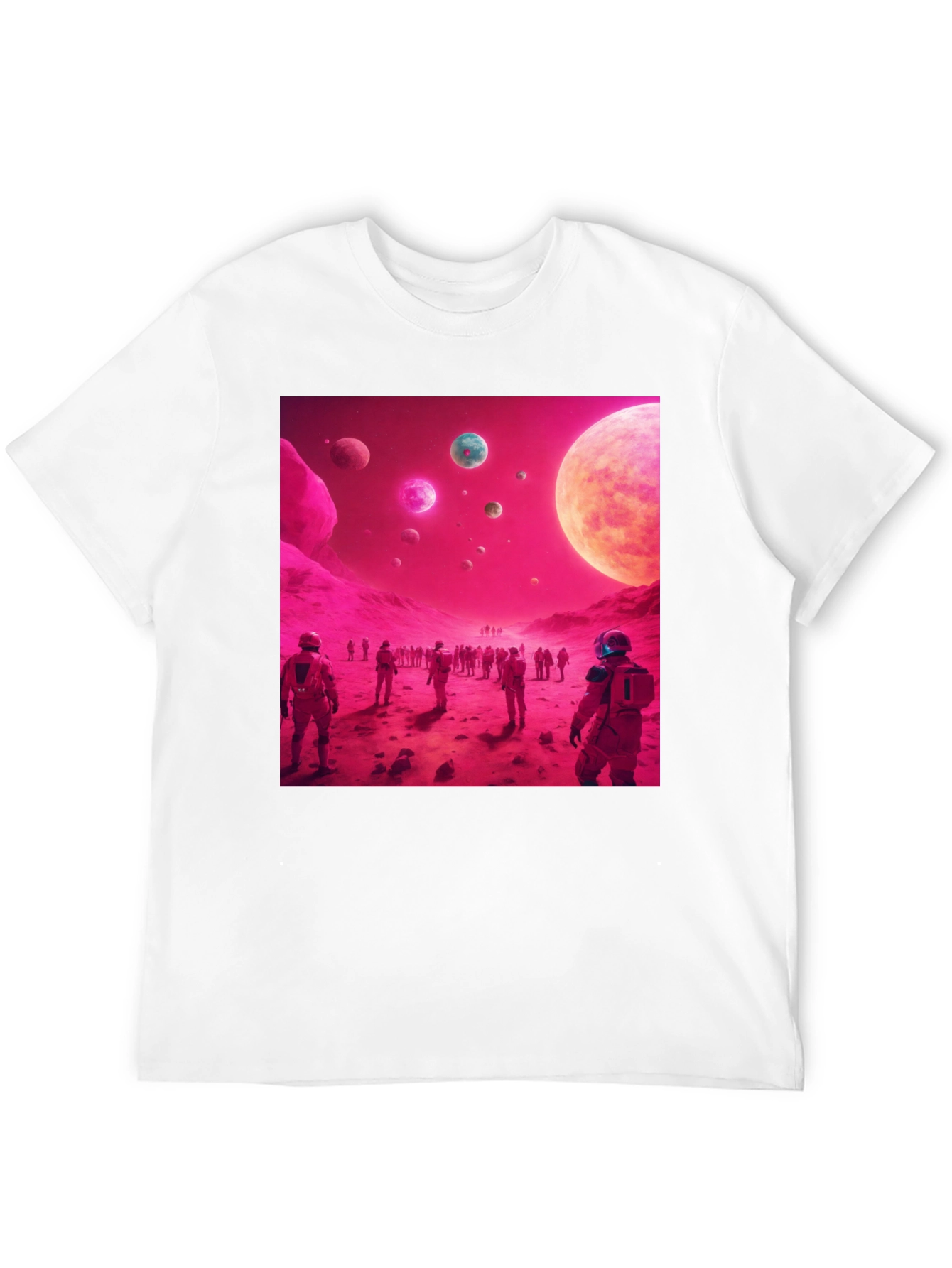 Astronauts on Alien Planet Black T-Shirt