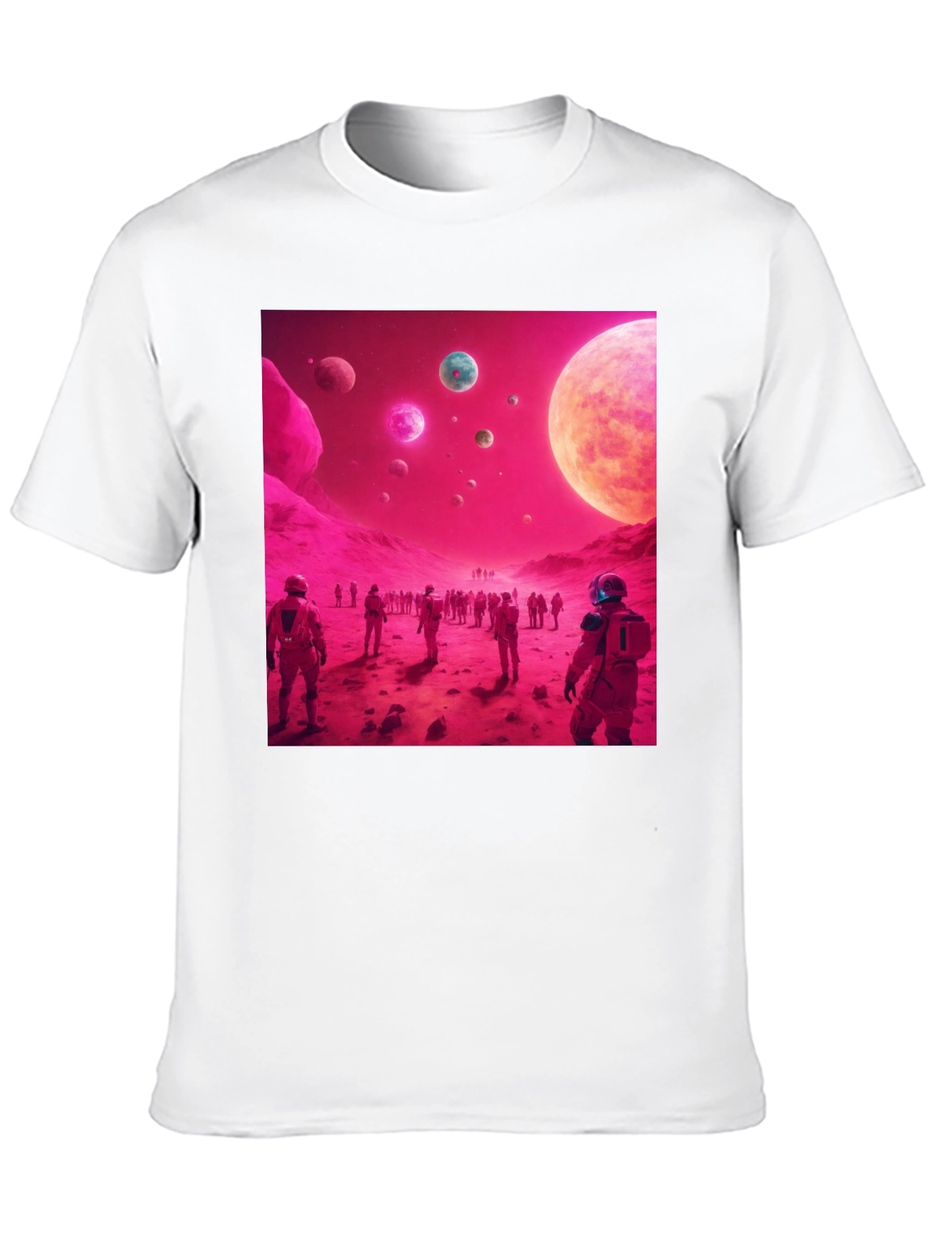 Astronauts on Alien Planet Black T-Shirt