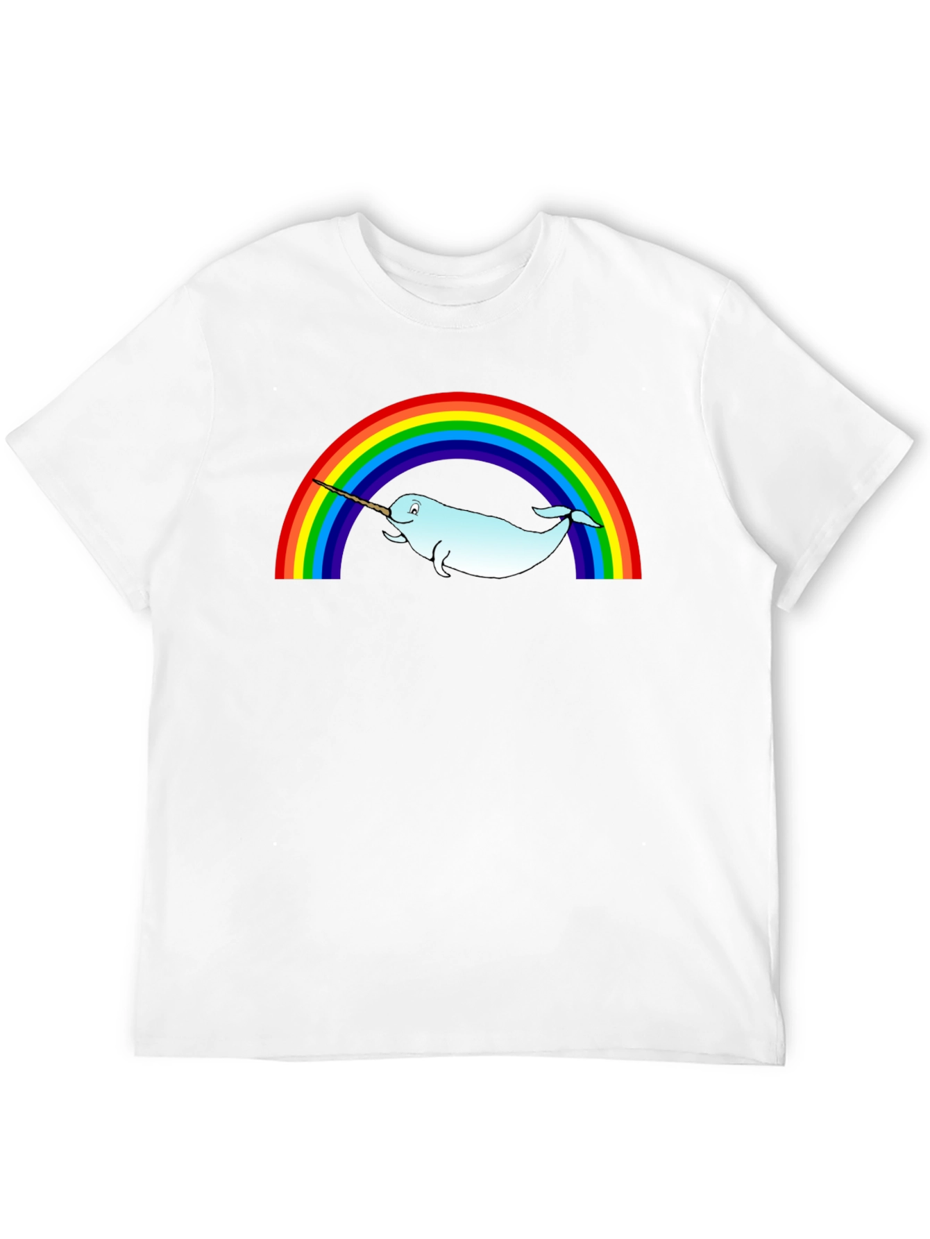 Narwhal Rainbow T-Shirt - Black Cotton Tee
