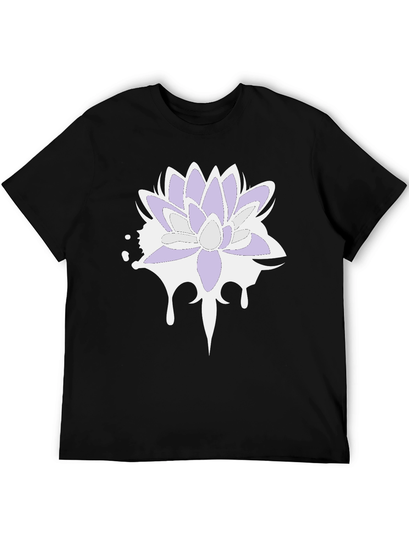 Lotus Flower T-Shirt - Black Cotton Blend Tee