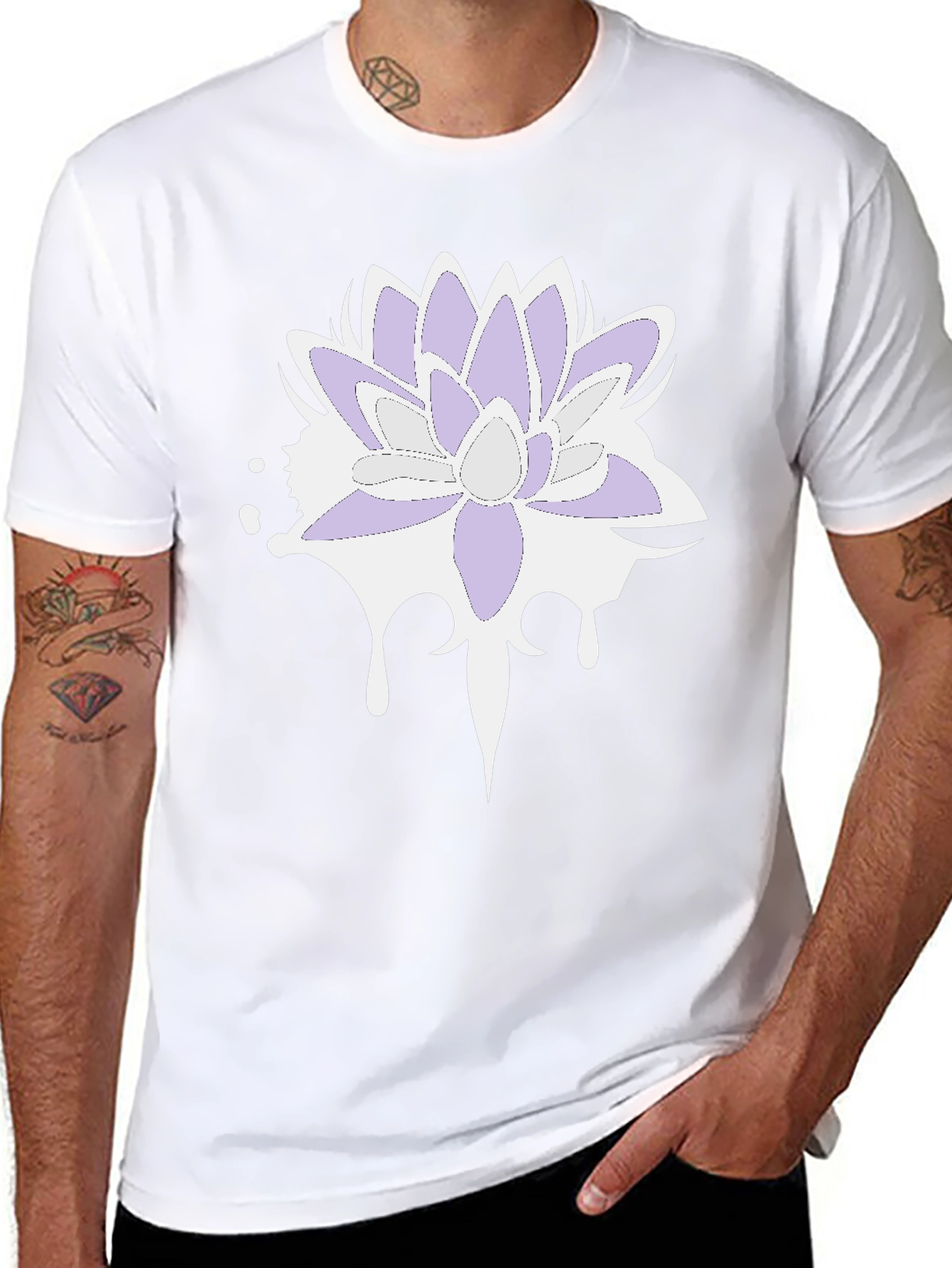 Lotus Flower T-Shirt - Black Cotton Blend Tee