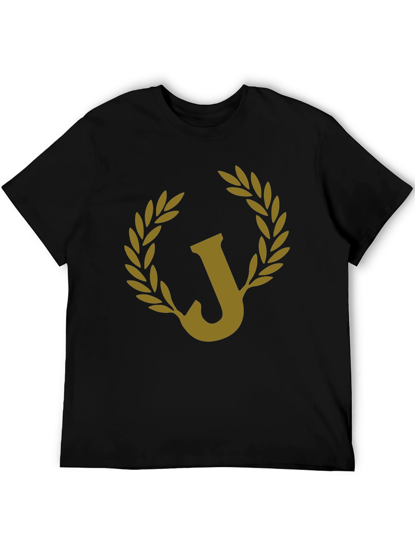 Letter J Laurel Wreath Black Graphic Tee
