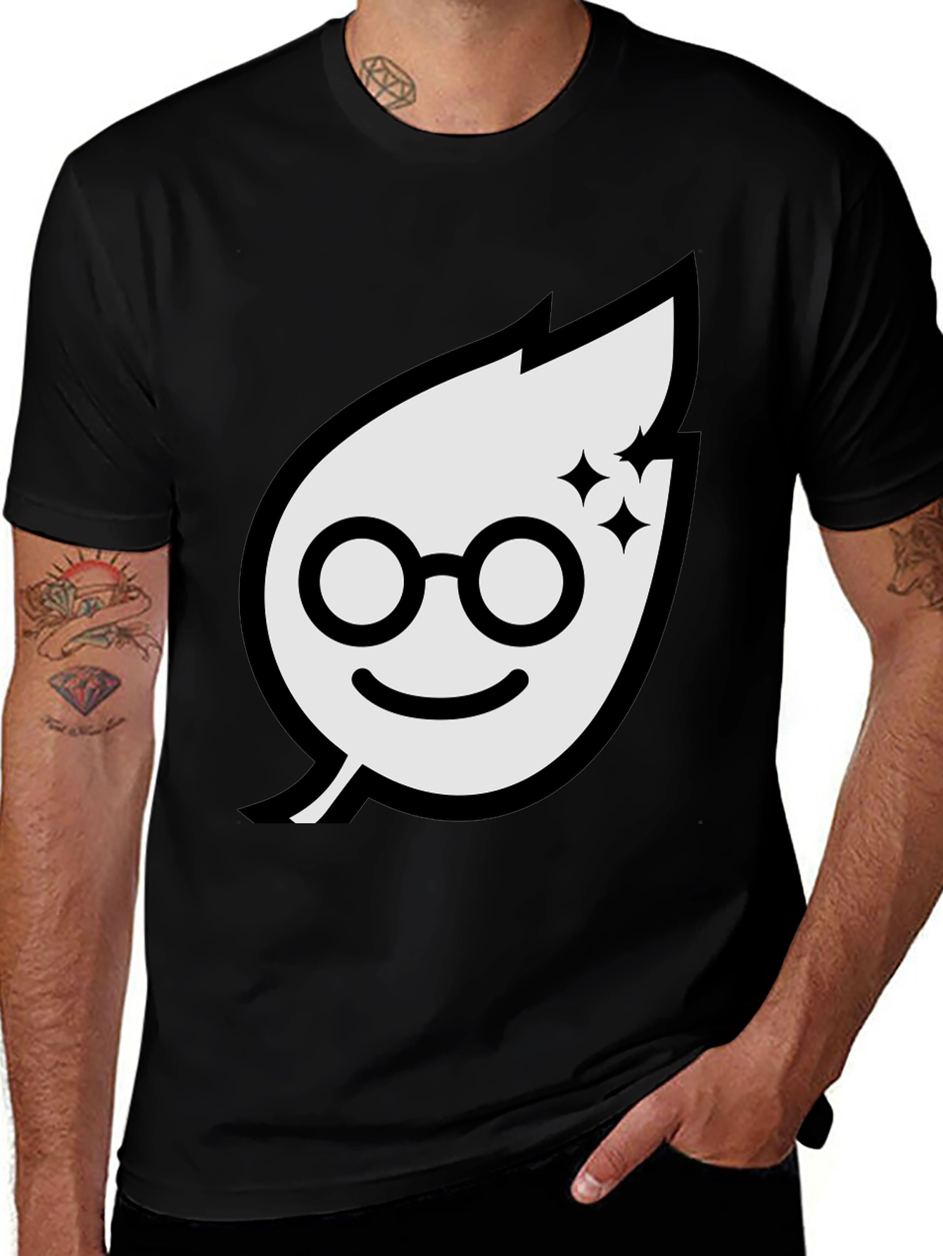 Leafy Glasses T-Shirt - Black Graphic Tee