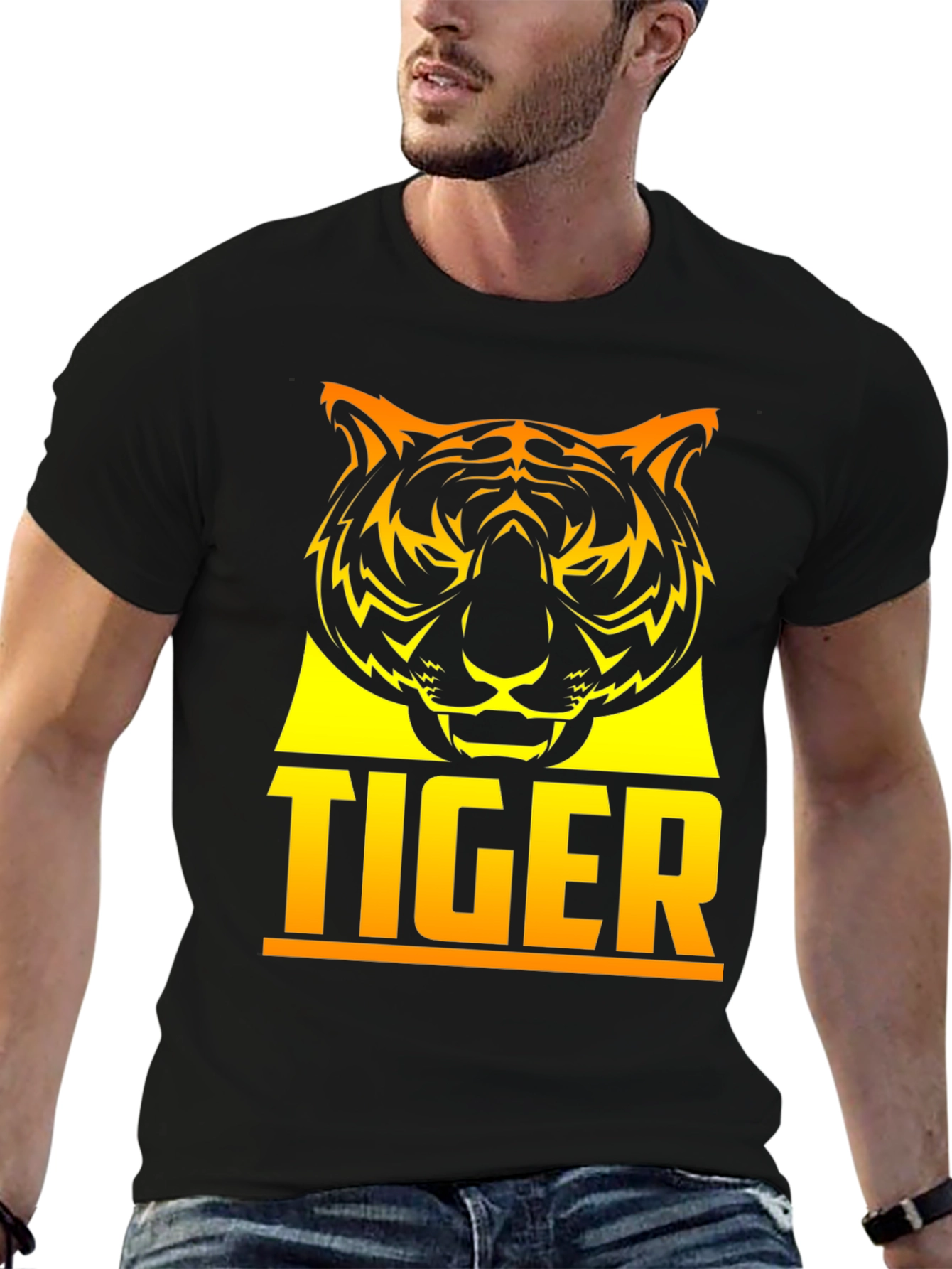 Bold Tiger Graphic Tee - Mens Black T-Shirt