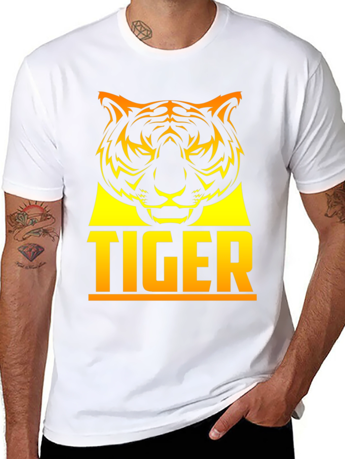 Bold Tiger Graphic Tee - Mens Black T-Shirt