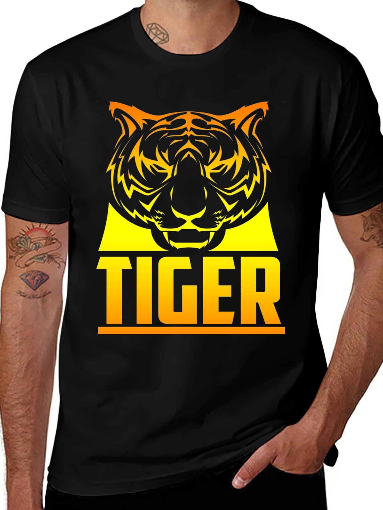 Bold Tiger Graphic Tee - Mens Black T-Shirt
