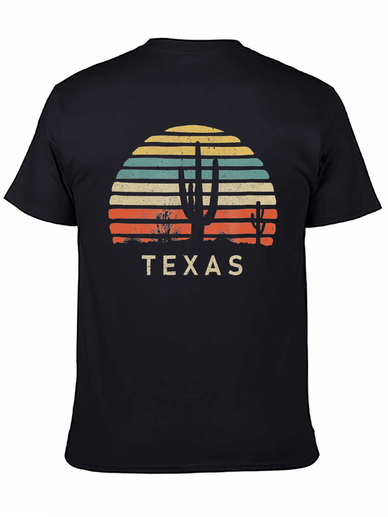 Texas Sunset Cactus Graphic T-Shirt - Retro Style
