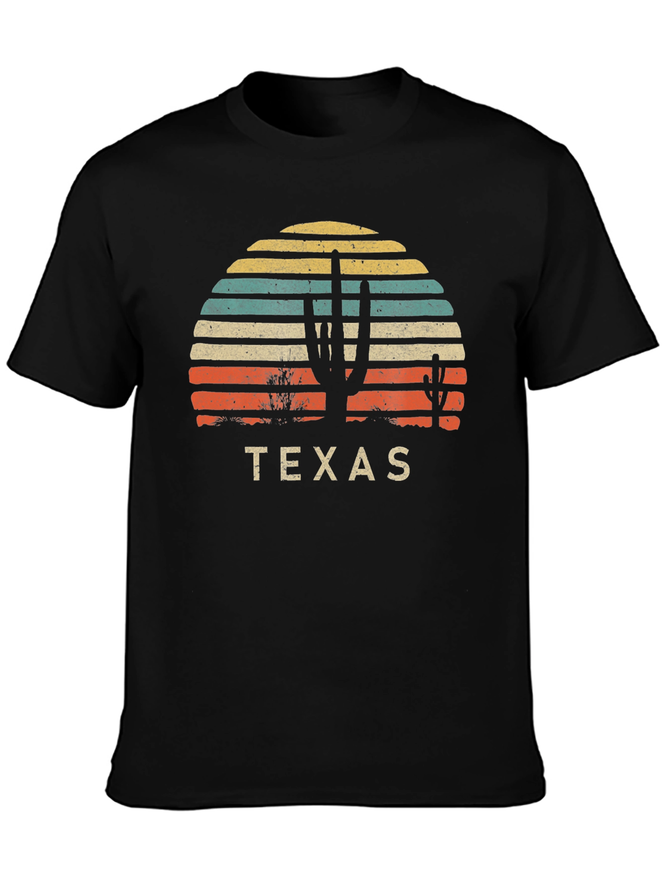Texas Sunset Cactus Graphic T-Shirt - Retro Style