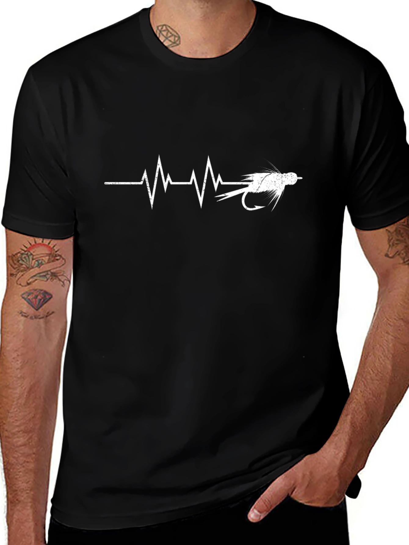 Fishing Fly Heartbeat T-Shirt - Anglers Passion