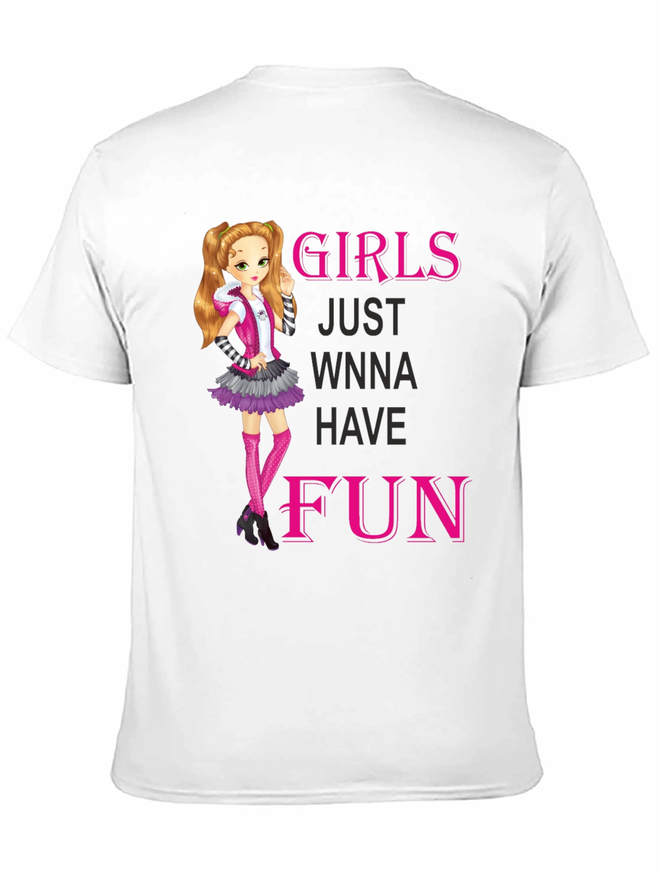 Girls Just Wanna Have Fun Black Graphic Tee