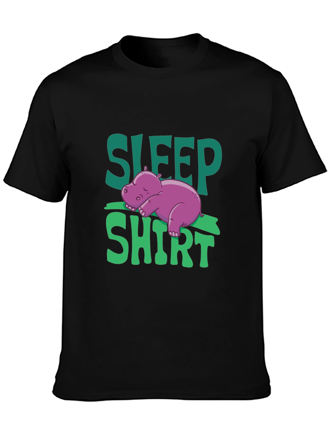 Sleep Shirt Funny Hippo Mens Black T-Shirt