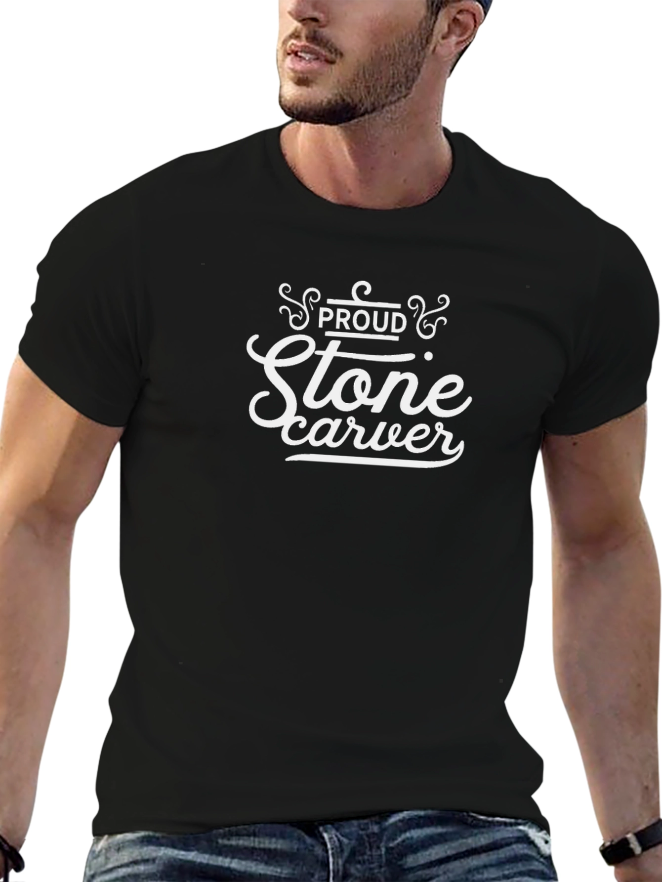 Proud Stone Carver Graphic T-Shirt - Black