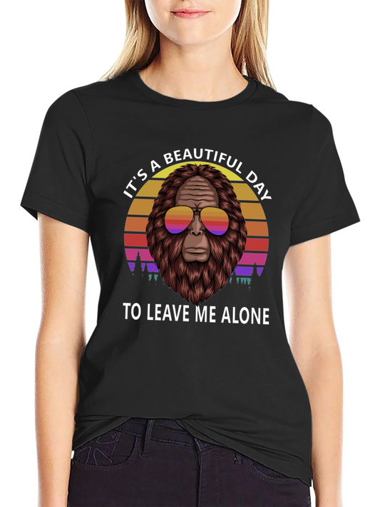 Sasquatch Leave Me Alone Graphic Tee -  Black