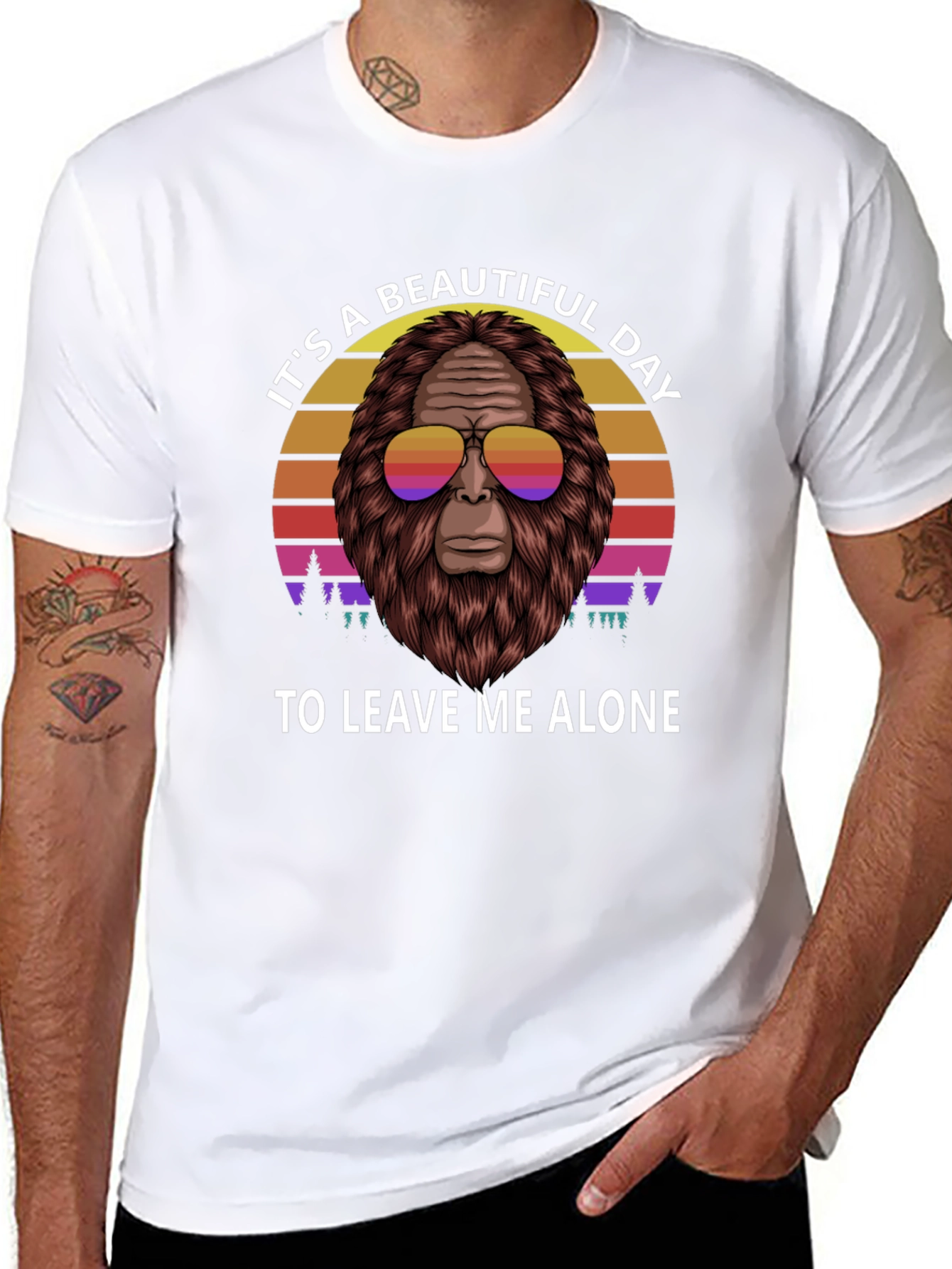 Sasquatch Leave Me Alone Graphic Tee -  Black