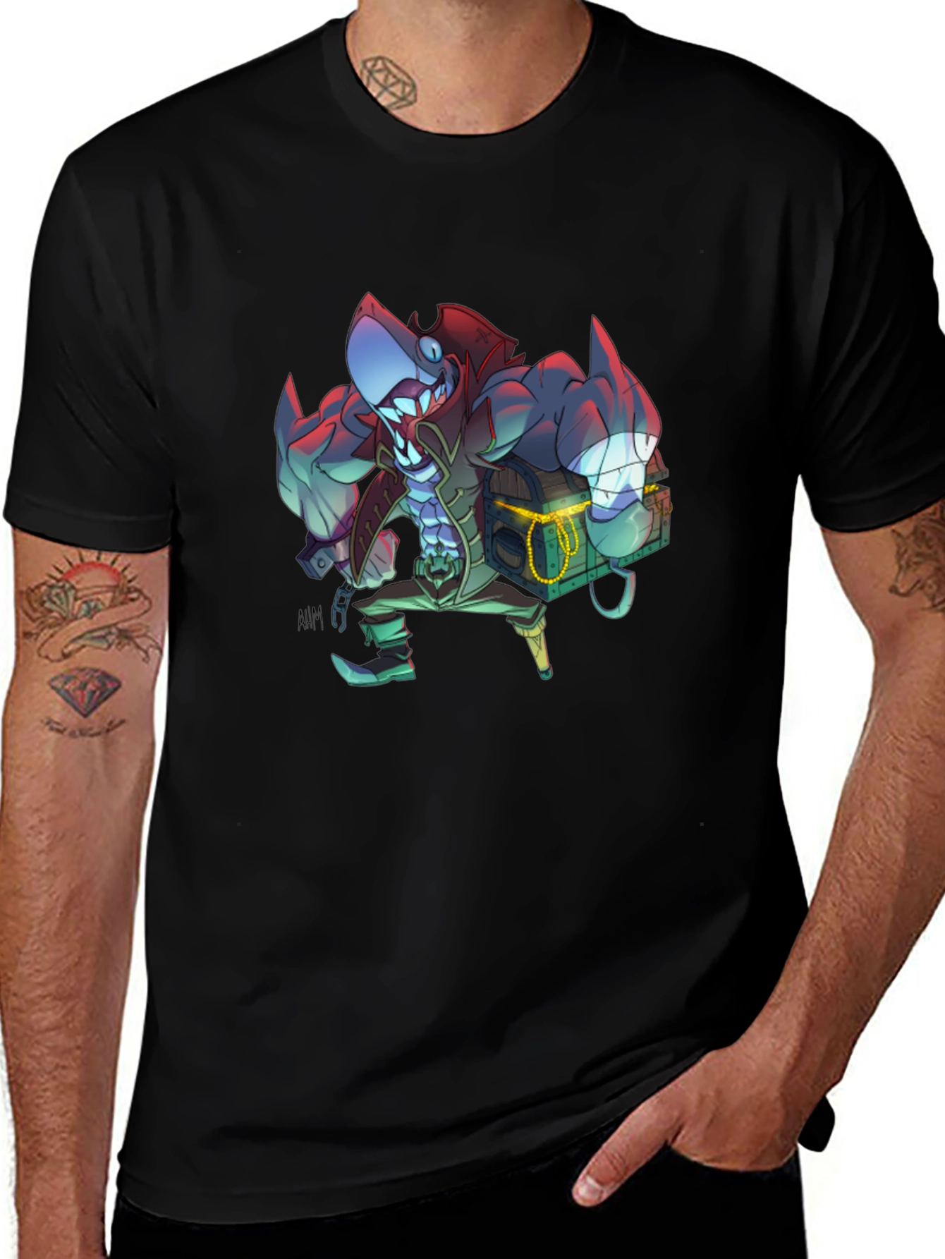 Shark Pirate Graphic Black T-Shirt