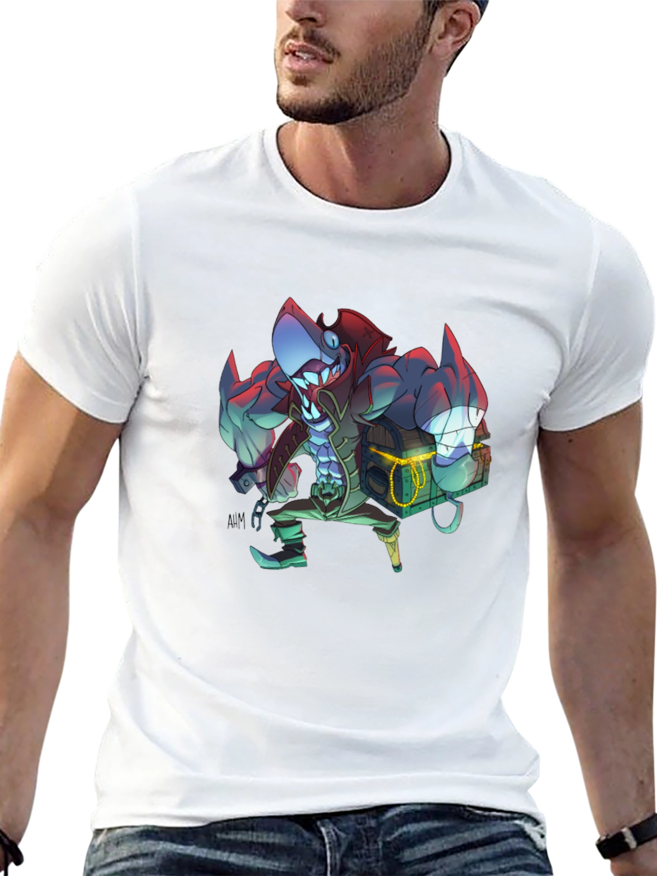 Shark Pirate Graphic Black T-Shirt