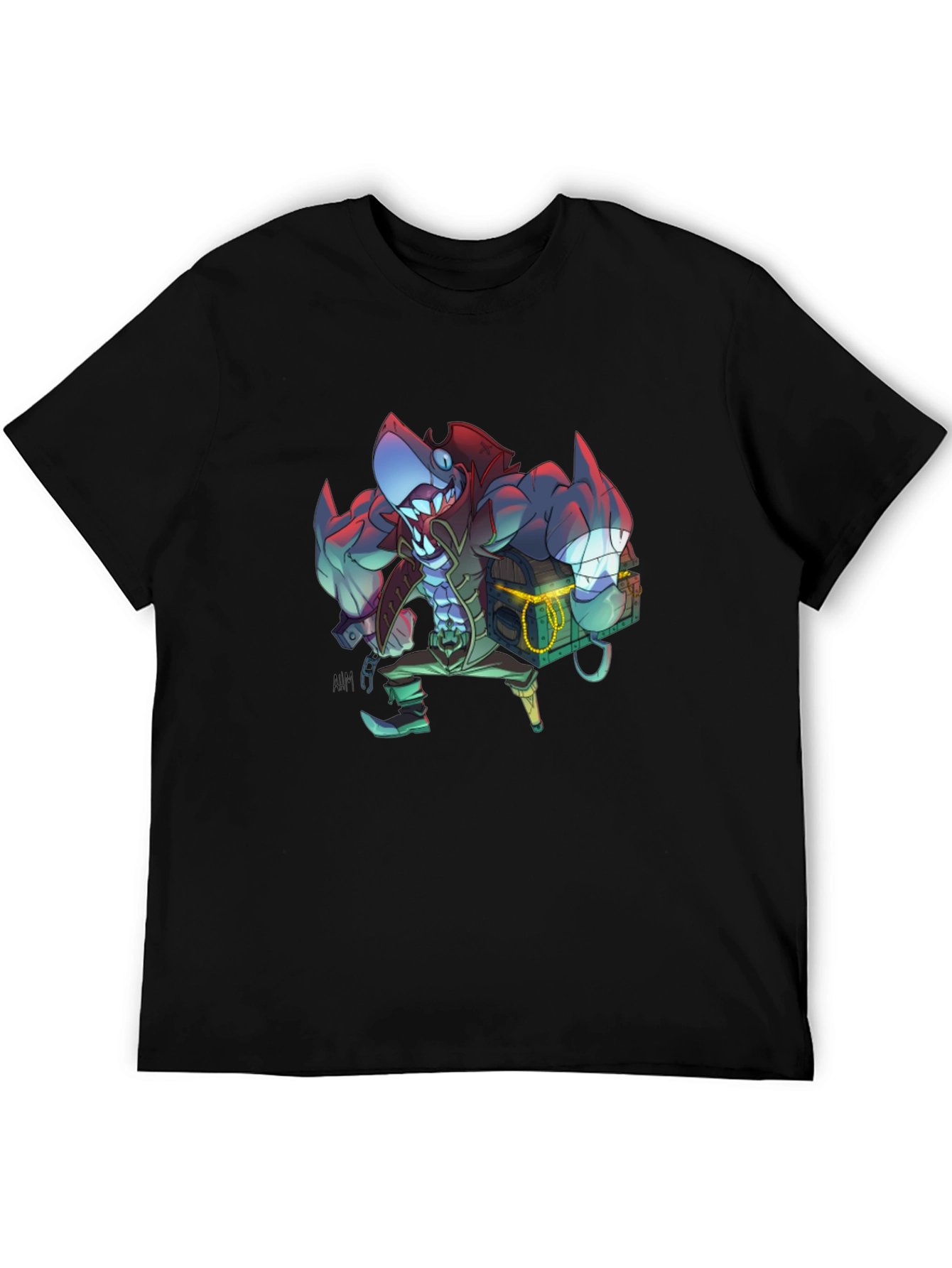 Shark Pirate Graphic Black T-Shirt