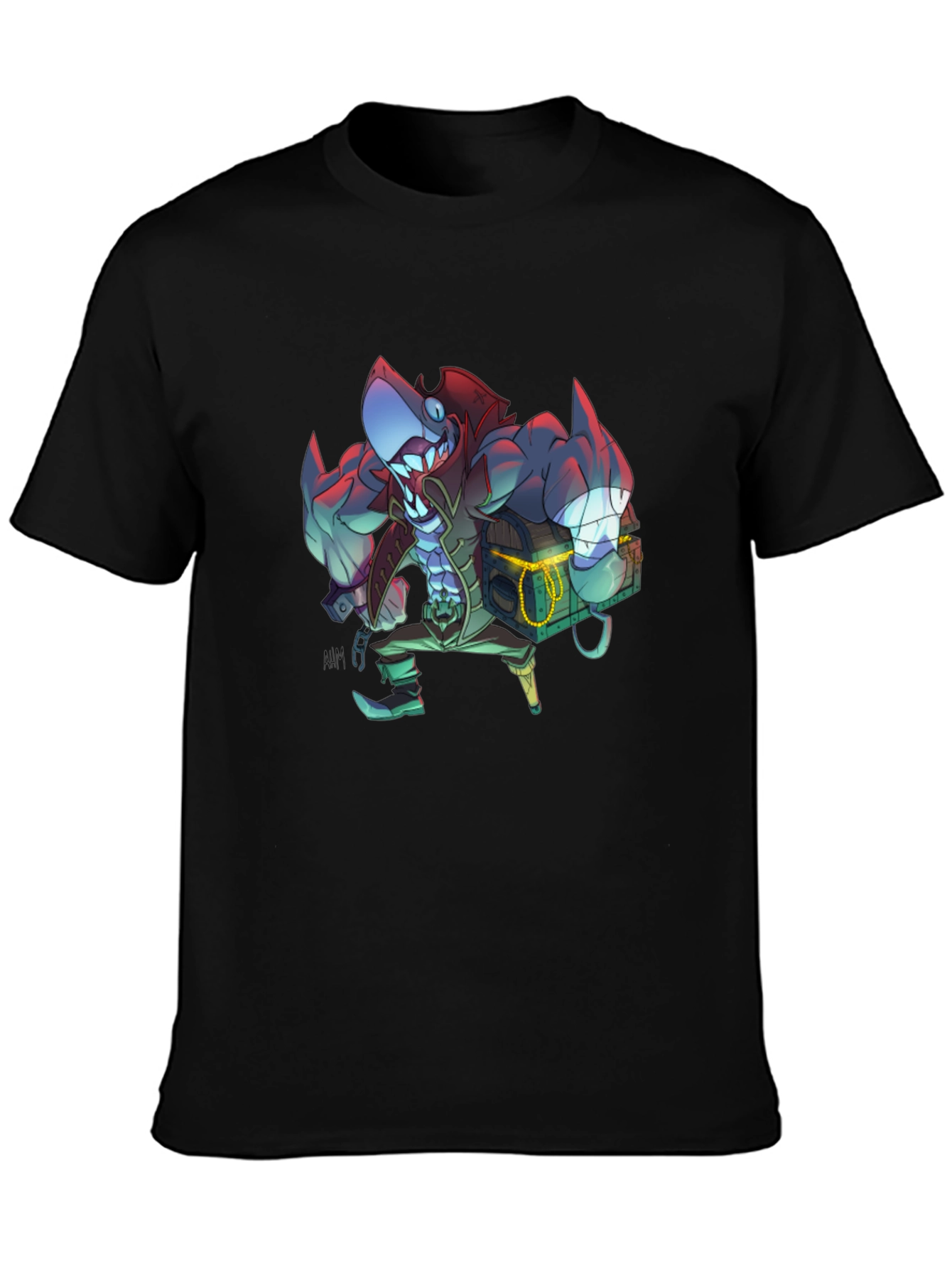 Shark Pirate Graphic Black T-Shirt