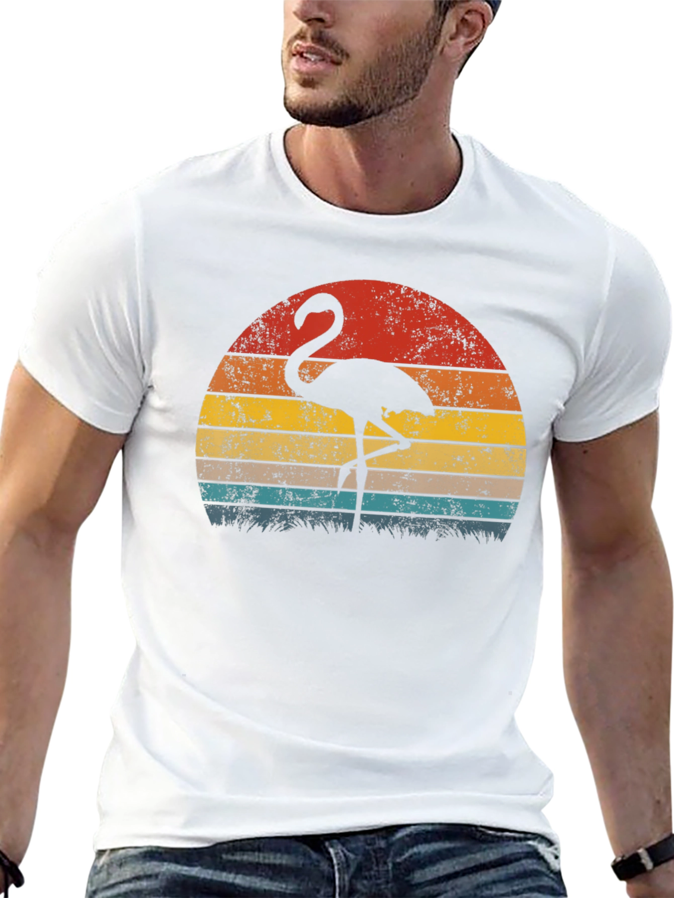 Retro Flamingo Sunset Graphic Tee
