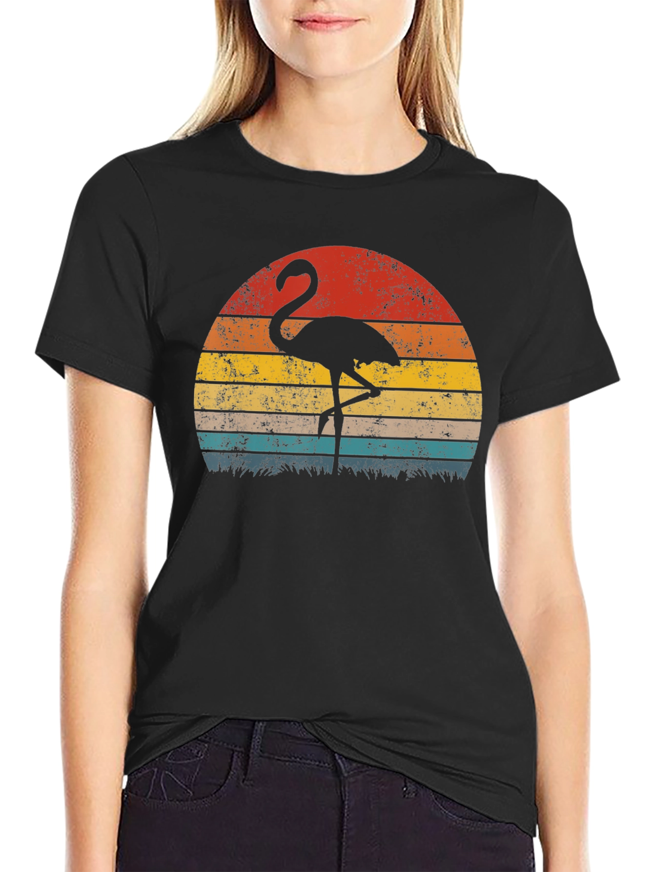 Retro Flamingo Sunset Graphic Tee