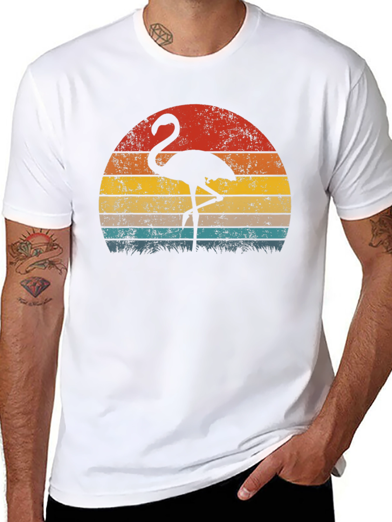Retro Flamingo Sunset Graphic Tee