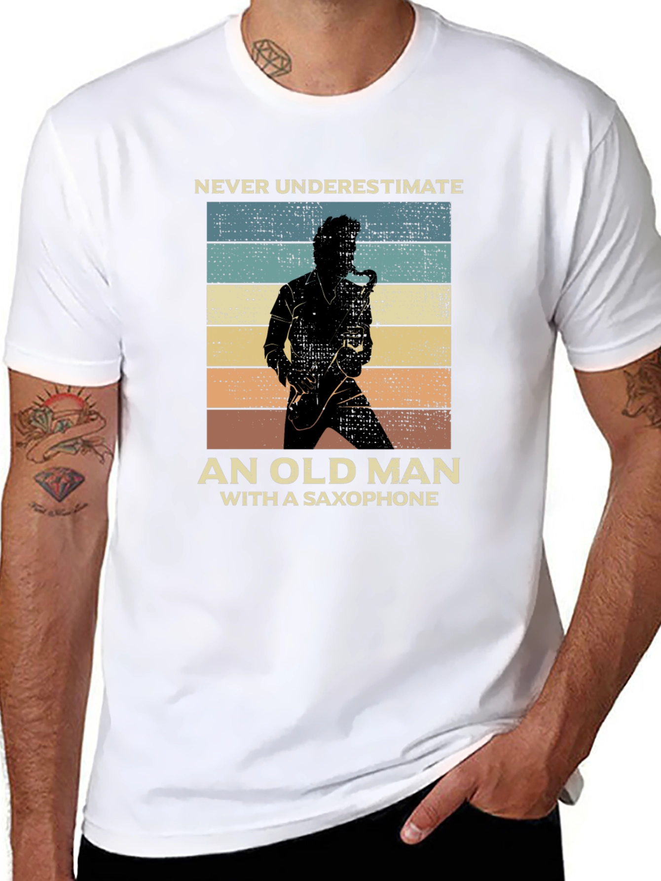 Saxophone Old Man Graphic T-Shirt