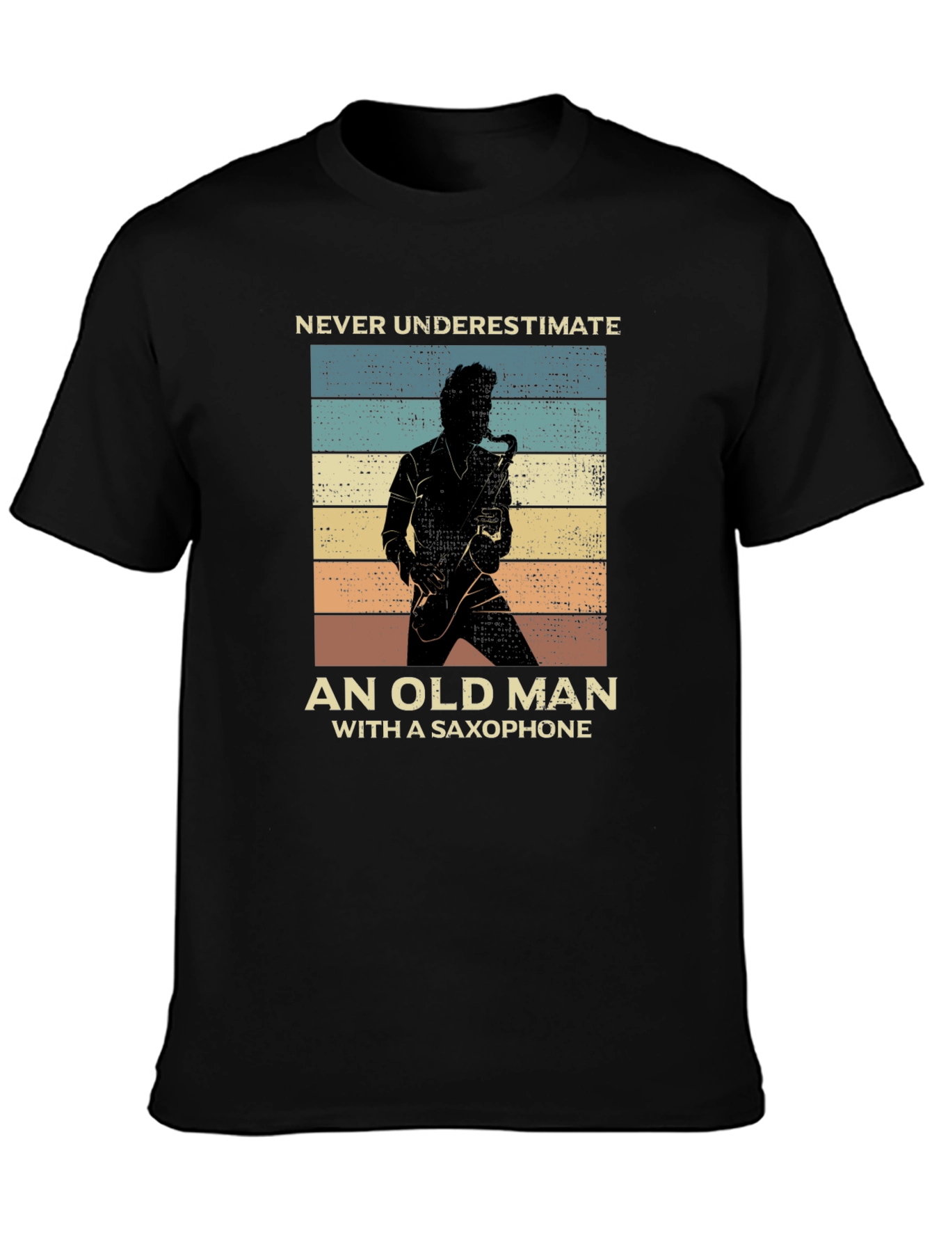 Saxophone Old Man Graphic T-Shirt