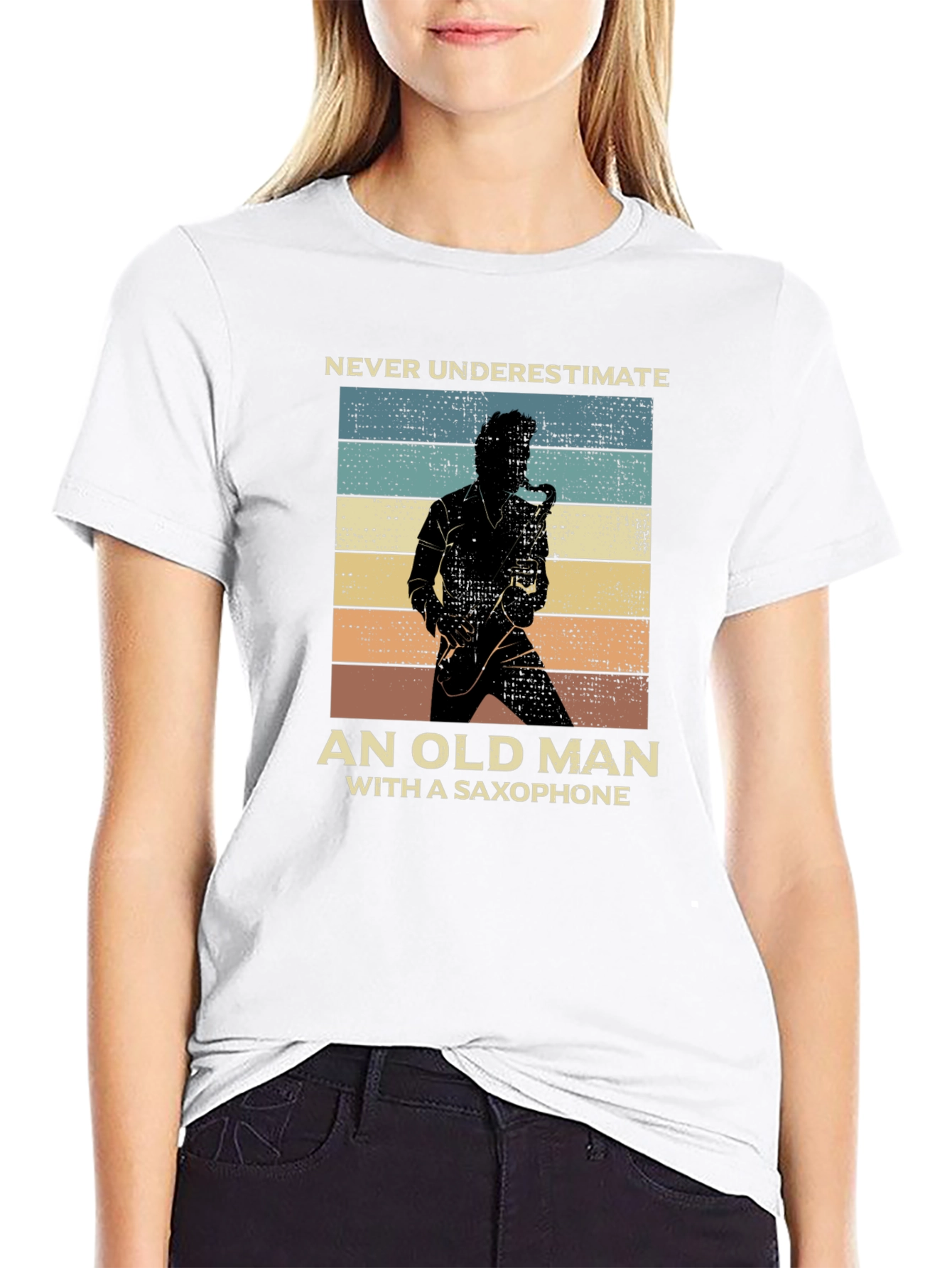 Saxophone Old Man Graphic T-Shirt