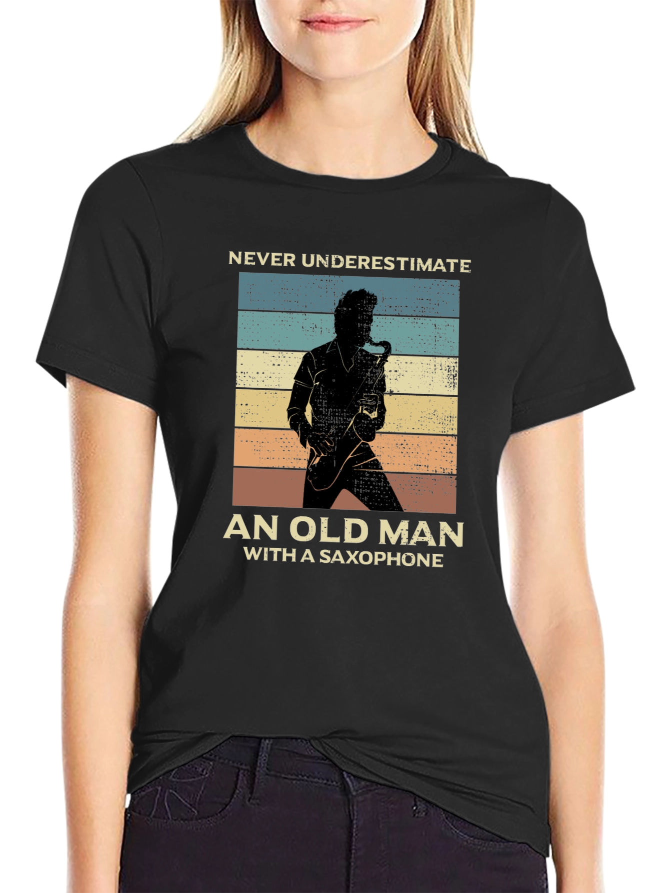 Saxophone Old Man Graphic T-Shirt