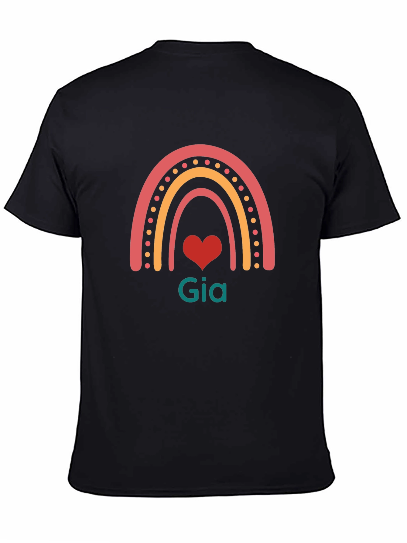 Rainbow Gia Heart T-Shirt - Black