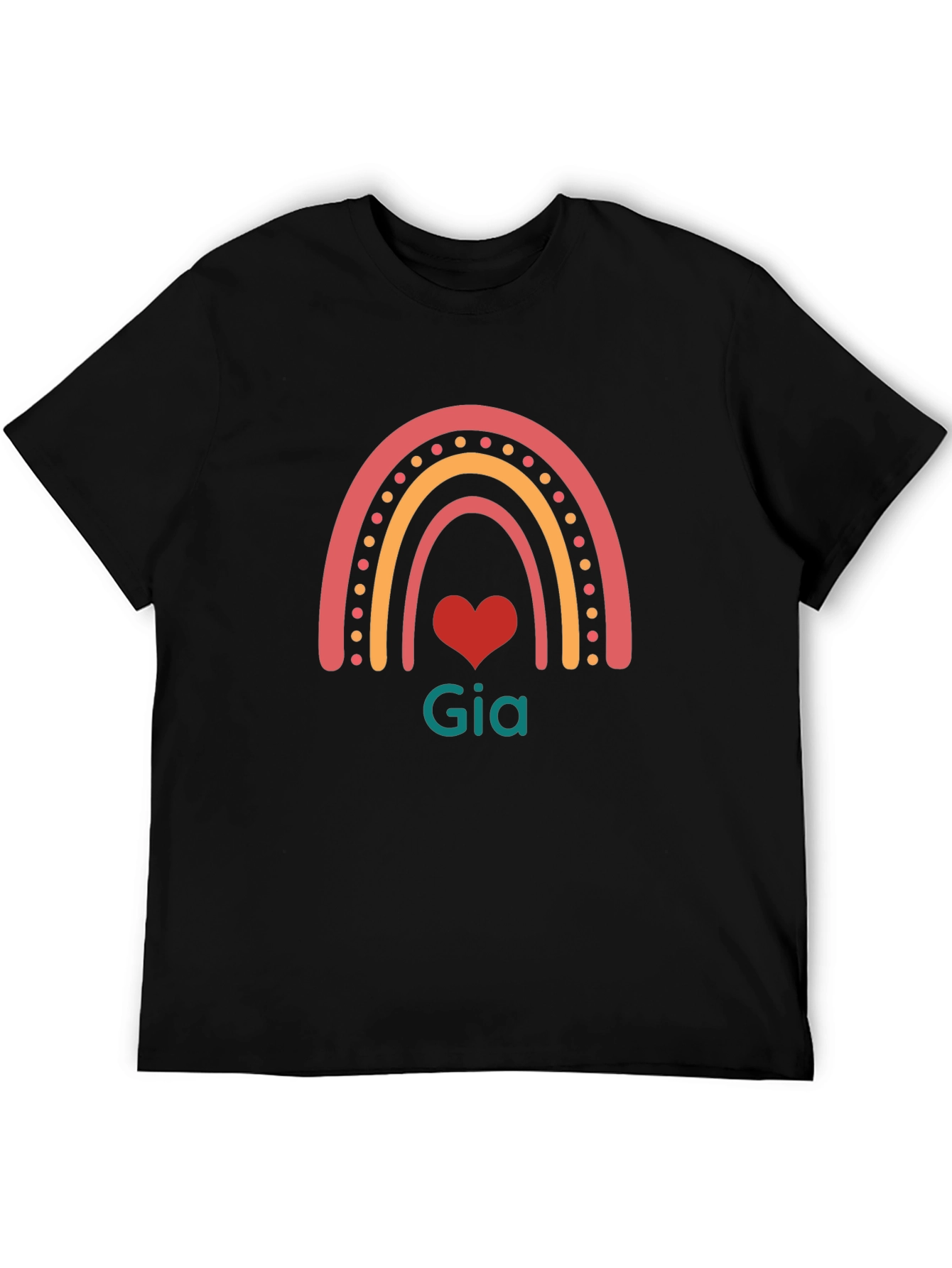 Rainbow Gia Heart T-Shirt - Black