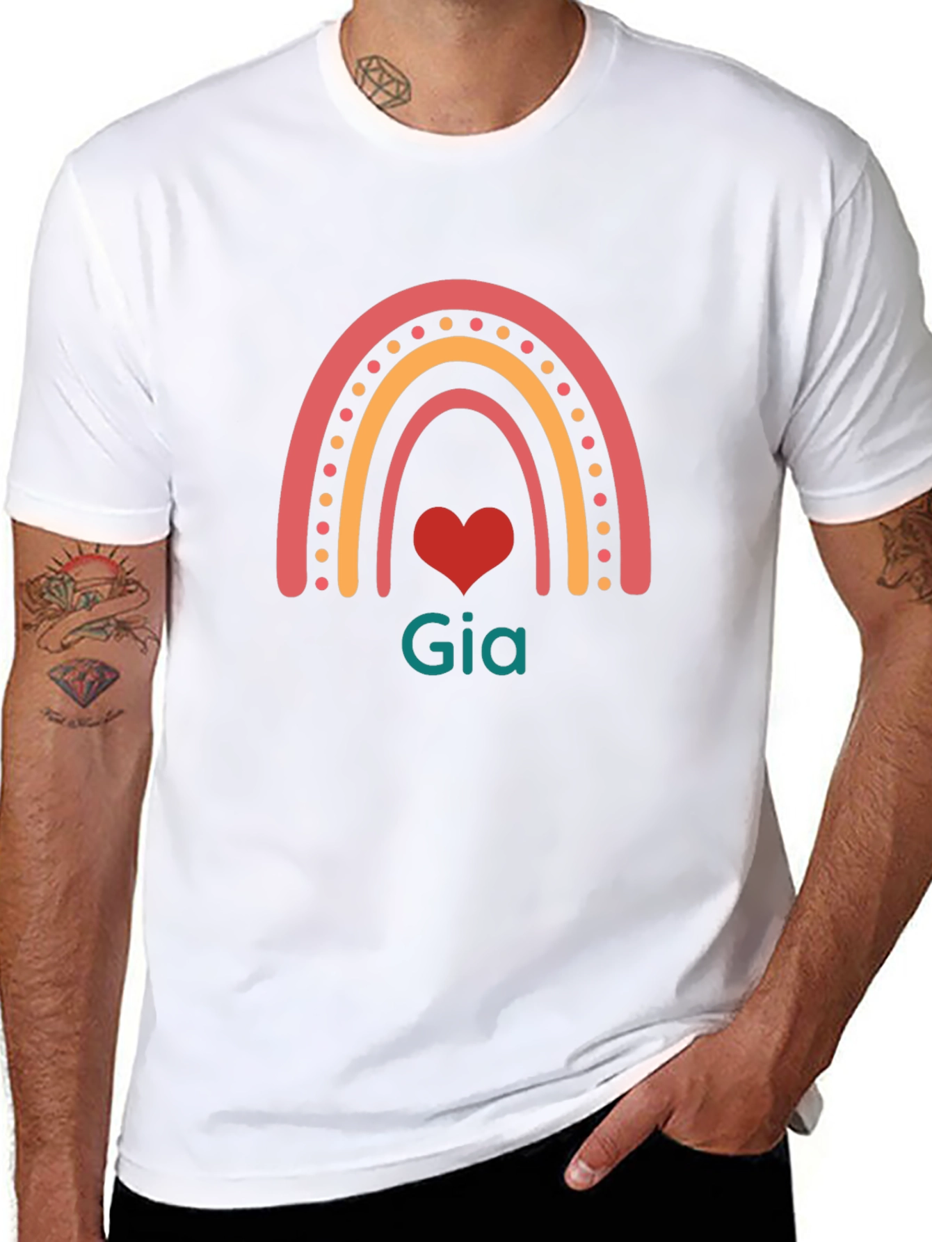 Rainbow Gia Heart T-Shirt - Black