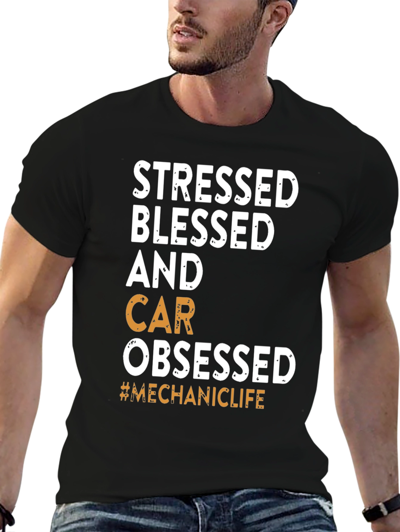 Stressed Blessed Car Obsessed T-Shirt