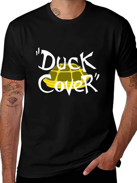 Duck Cover T-Shirt - Cartoon Humor Tee