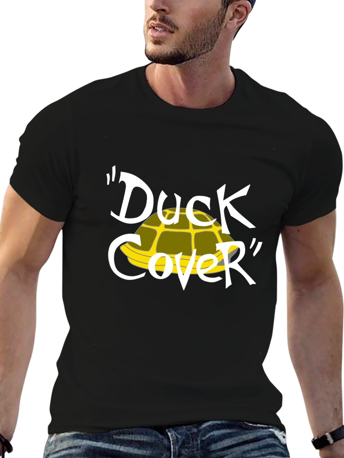 Duck Cover T-Shirt - Cartoon Humor Tee