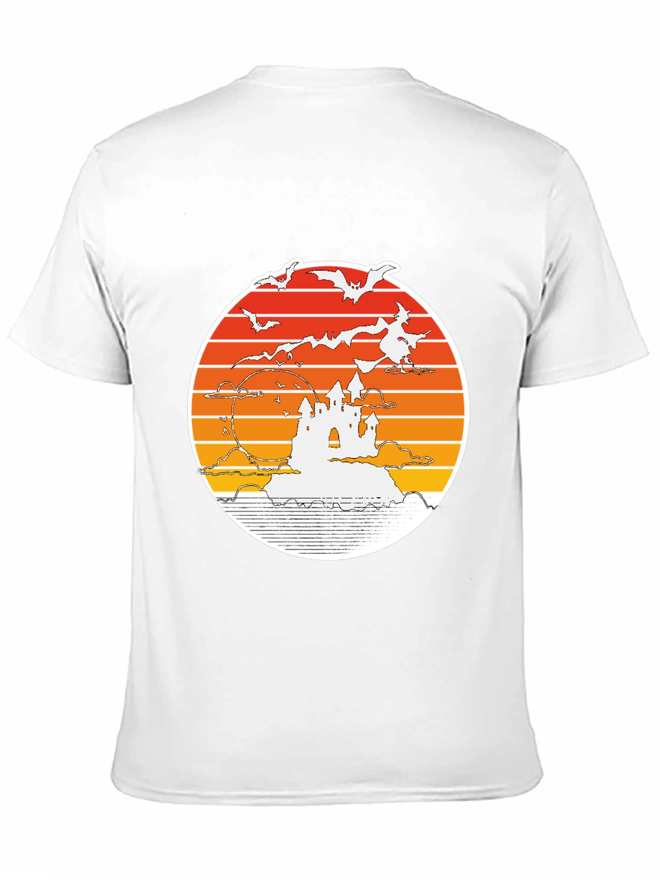 Halloween T-Shirt: Retro Sunset Witch Castle