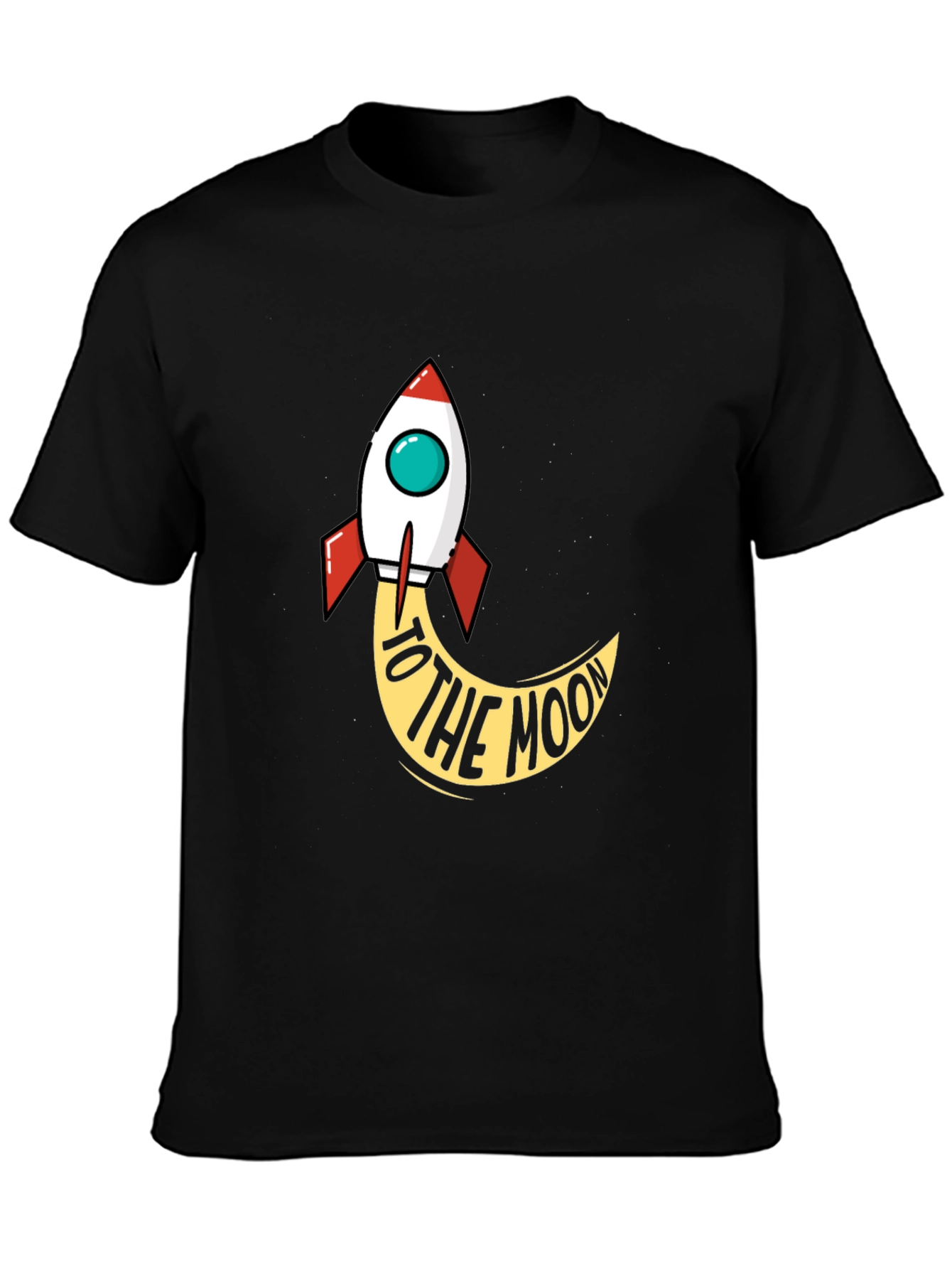 Rocket to the Moon Black Graphic Tee