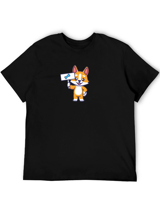 Corgi Dog Bone Sign Black T-Shirt - Cute Pet Tee